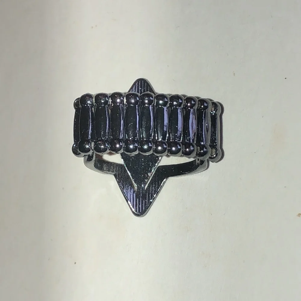 Dark Metal Gunmetal Geometric Shield Boho Ring